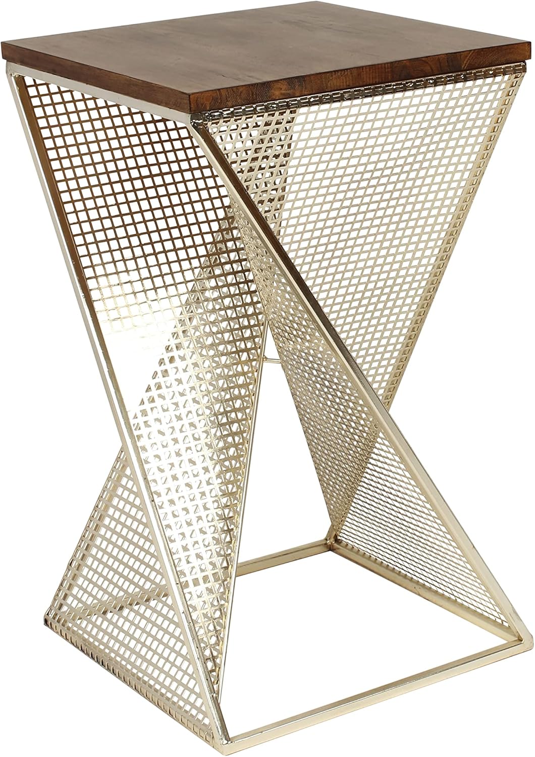 Kate and Laurel Elita Walnut Wood and Metal Accent Side Table