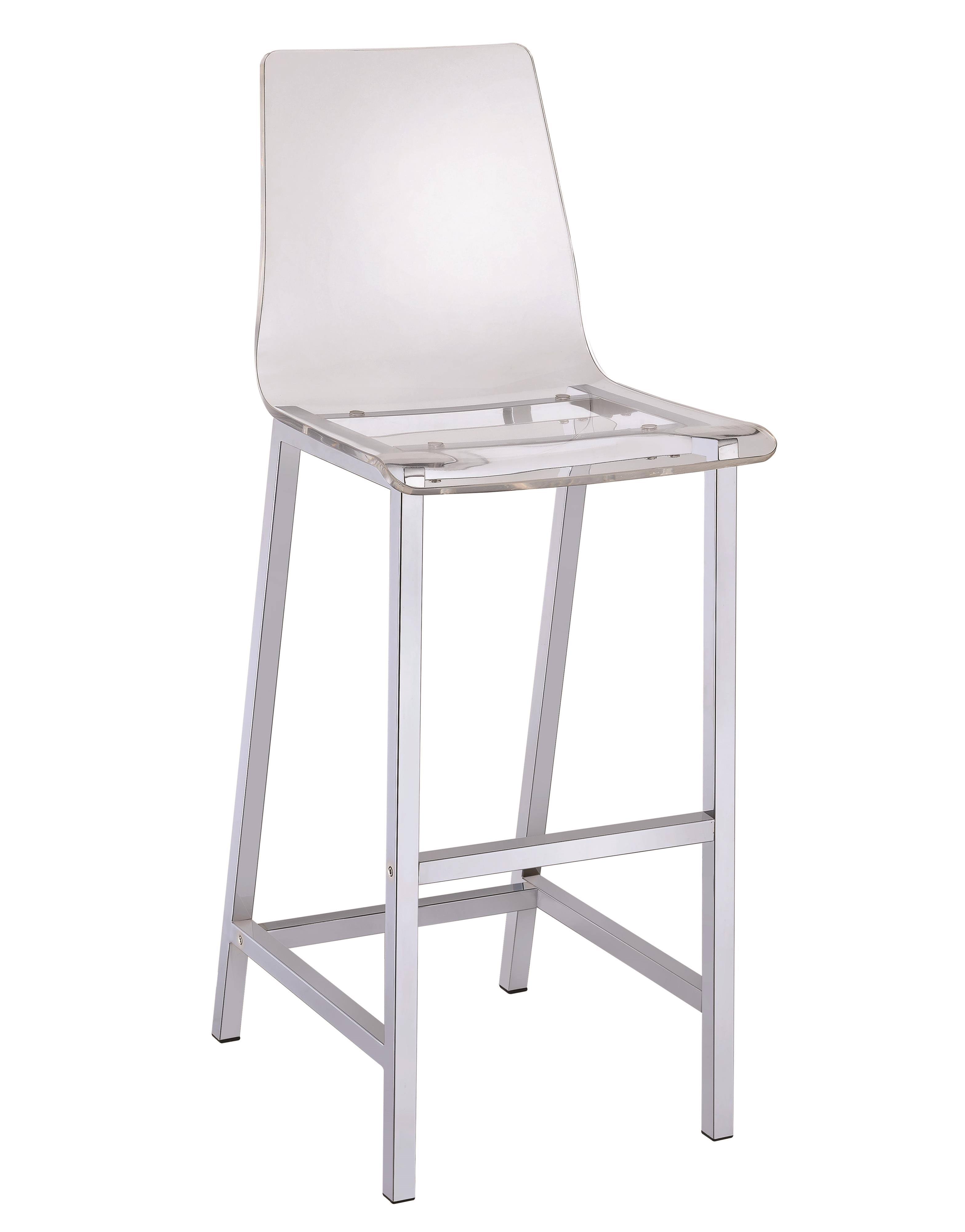 Coaster Furniture 30x22 Solid Back Bar Stool, Chrome - 2 count