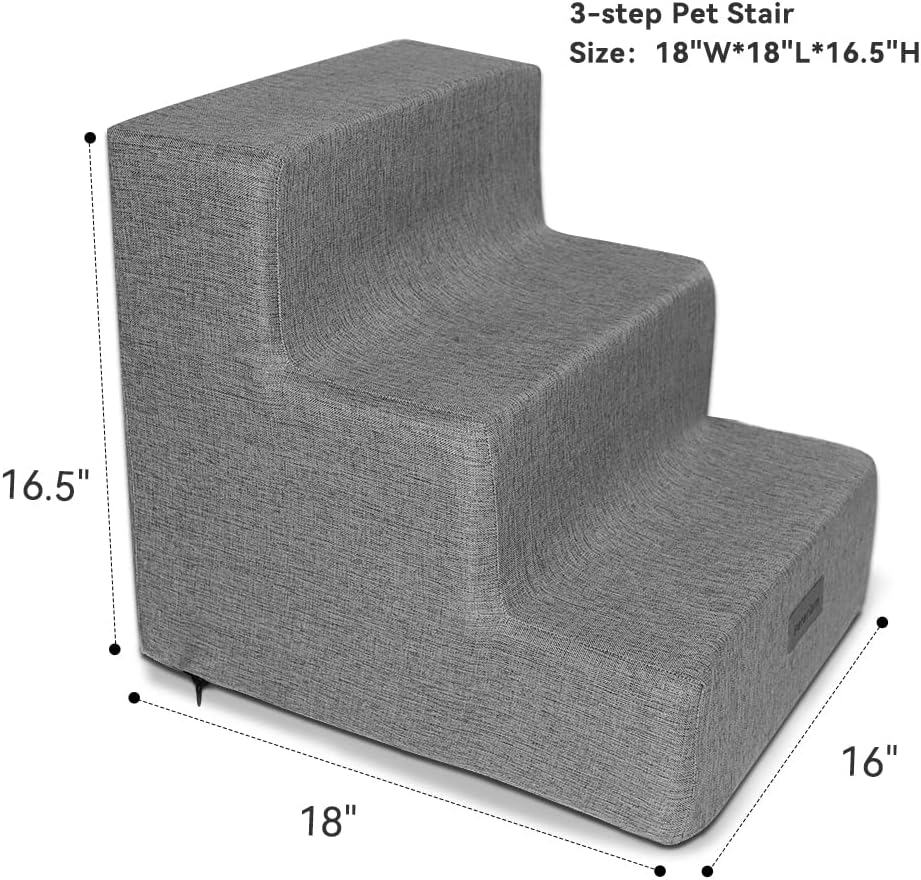 Peterism Memory Foam Pet Steps/Pet Stairs/Pet Ramp/Pet Ladder for Small Dogs or Cats, Removable Cover Pack of 2