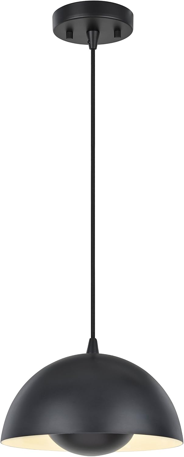 Aspen Creative Black 61065-3 One-Light LED Pendant in Aluminum Finish, 1 Light-10 Diameter