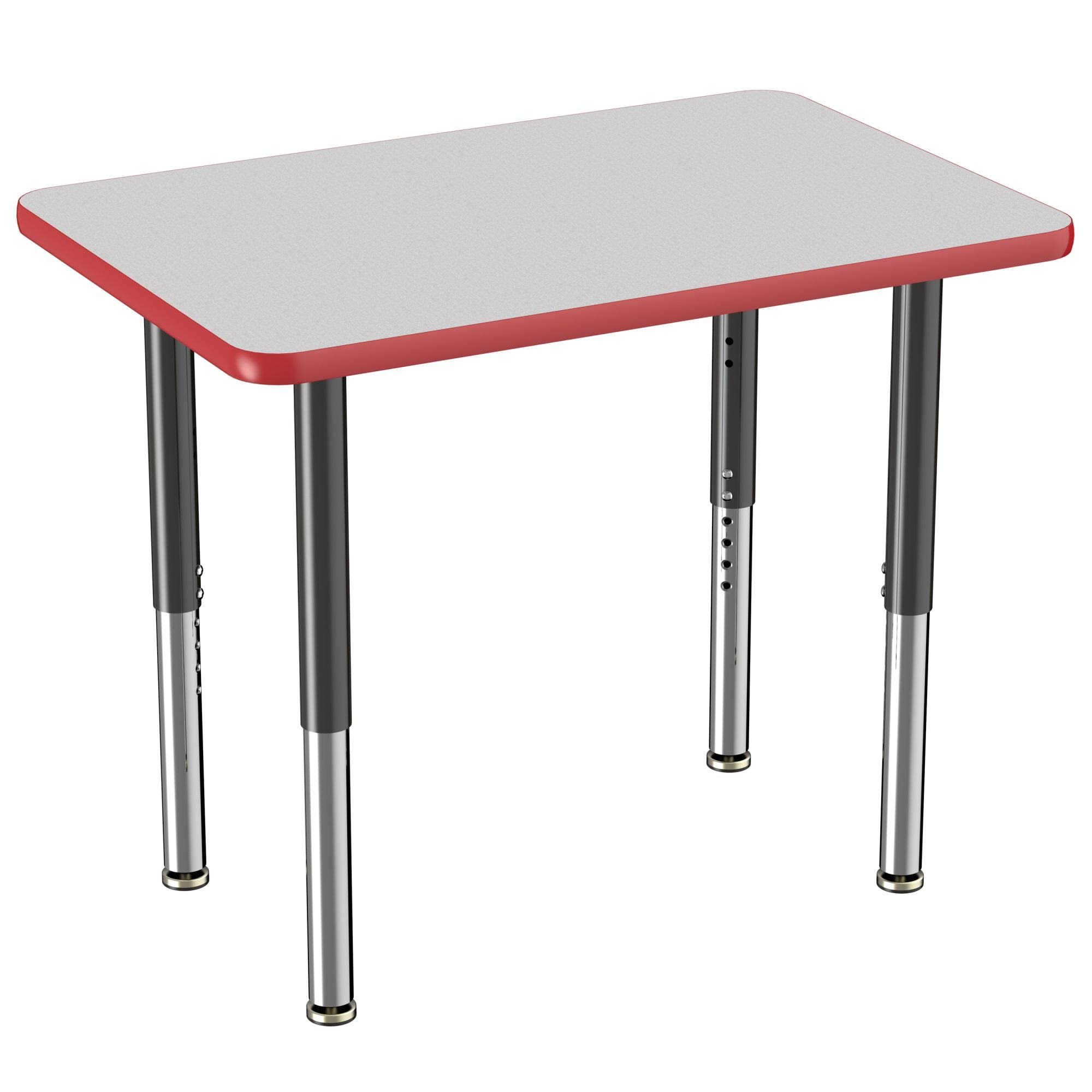 Factory Direct Partners 24in x 36in Rectangle T-Mold Adjustable Activity Table with Super Leg - Gray/Red