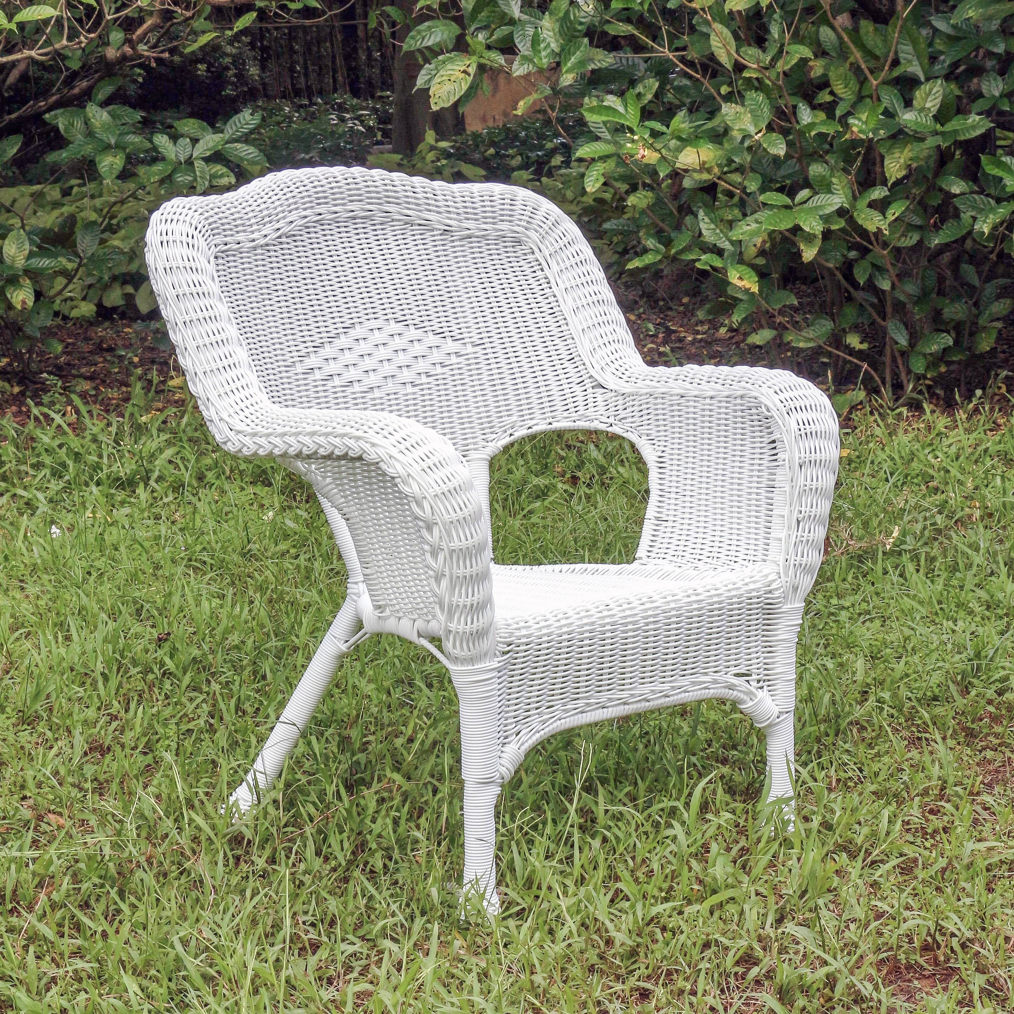 International Caravan Camelback Resin Wicker Patio Chair - White