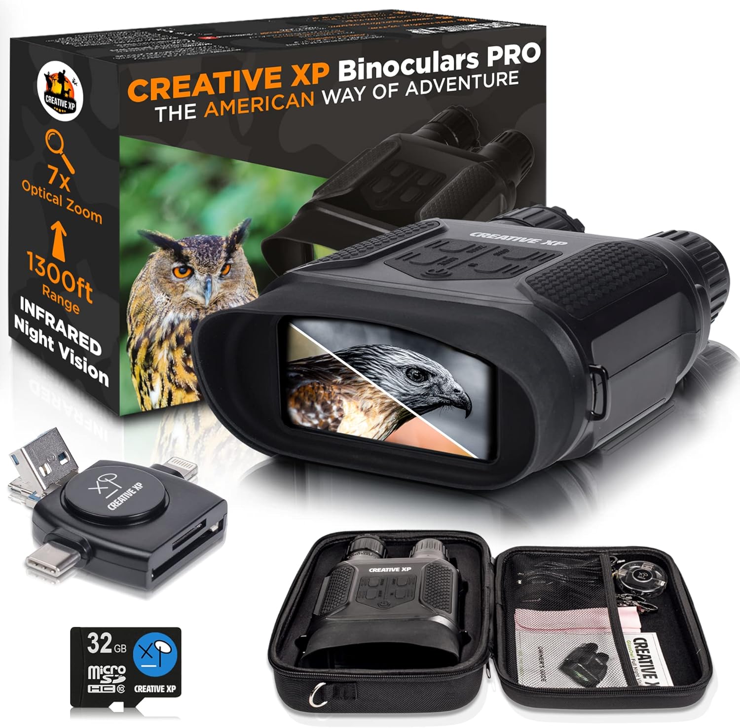 CREATIVE XP Night Vision Goggles - Digital Binoculars w/Infrared Lens, Tactical Gear for Hunting & Security