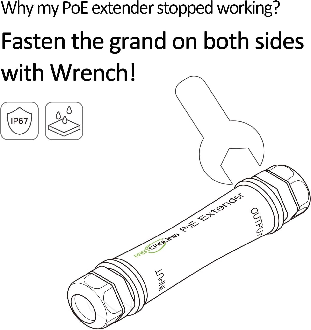 Waterproof Direct Burial PoE Extender, Ethernet Extension Breaking 100m Distance Limit, IEEE 802.3af/at/bt, PoE+, Plug and Play Pack of 2