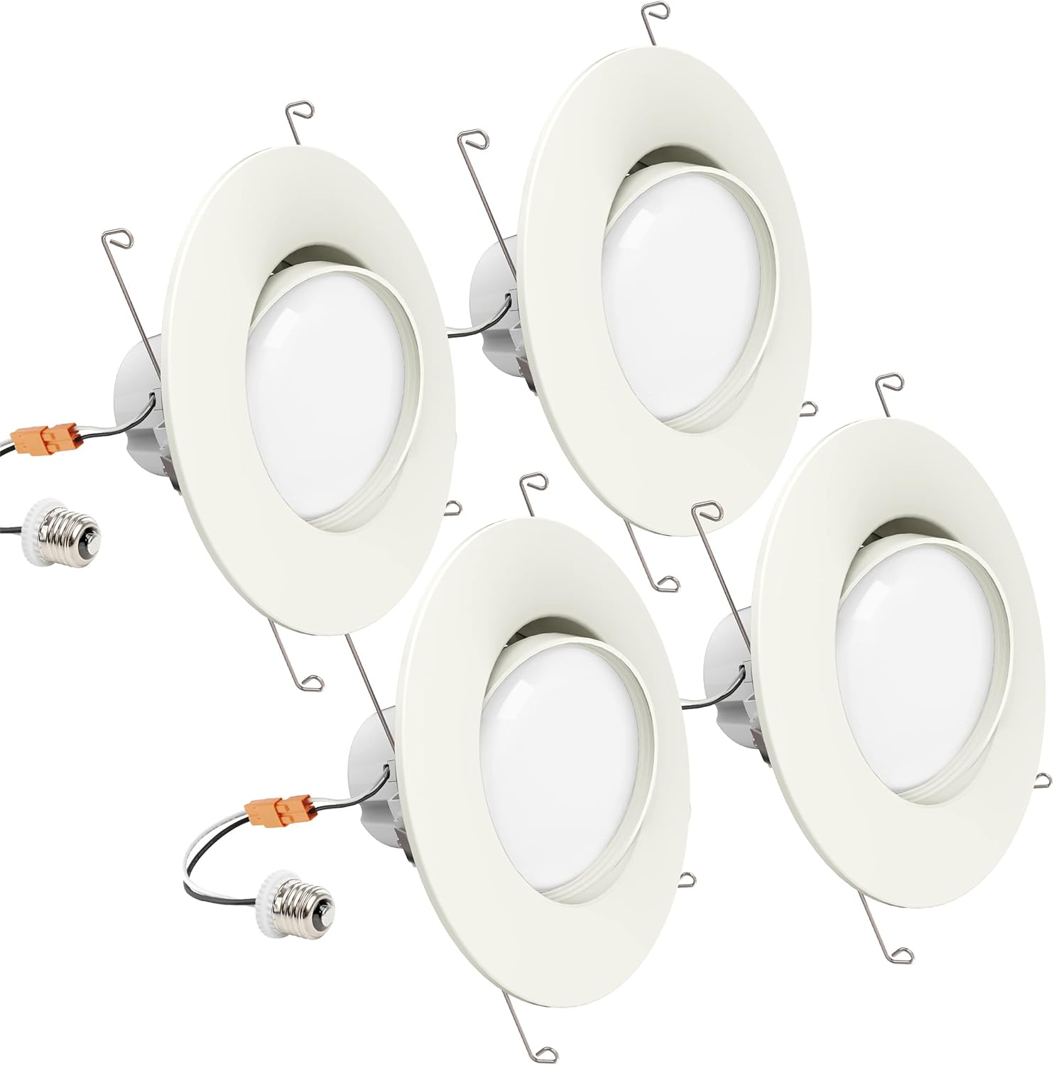 Sunco Lighting 4 Pack 5/6 Inch LED Recessed Downlight, Gimbal, Selectable Light, 5 Colors (2700K/3000K/3500K/4000K/5000K), 12W=60W, Dimmable, Adjustable, Damp Rated, Simple Installation – UL Pack of 2