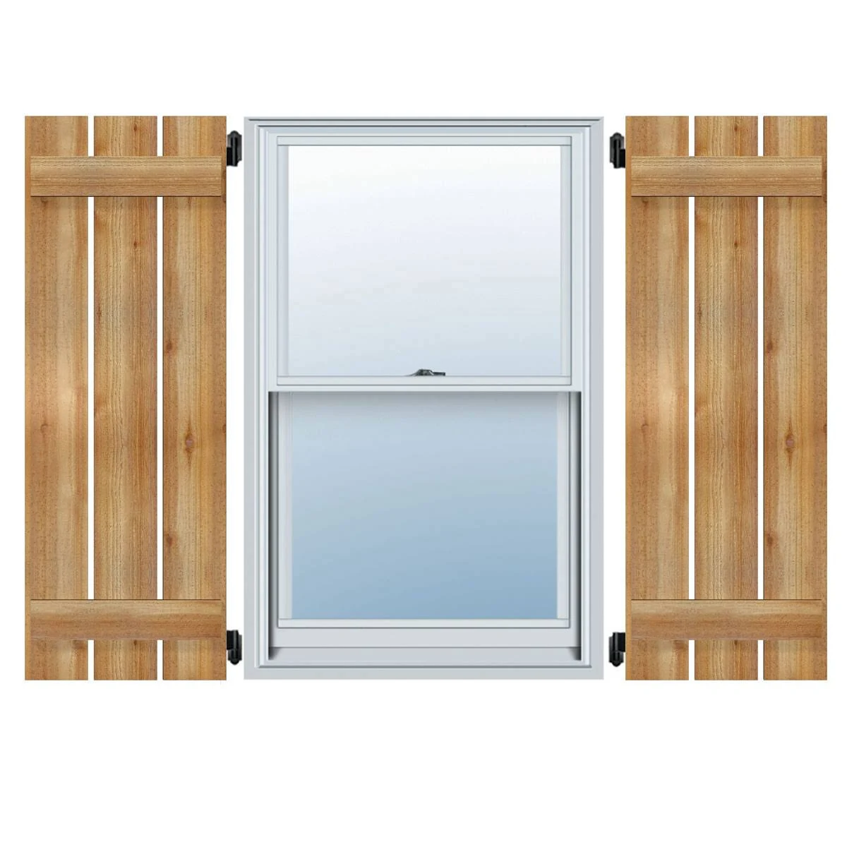 Ekena Millwork RBS06S17X032RWR 17 1/8x22W x 32x22H TimberCraft Three 5 3/8x22 Boards Spaced Board-n-Batten Shutters, Rough Sawn