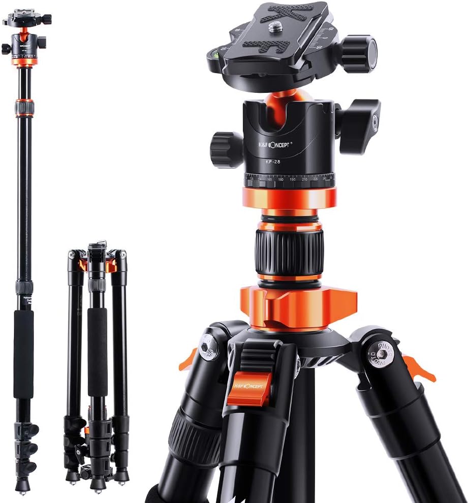 K&F Concept S210 78 inch Camera Tripod for DSLR Compact Aluminum Tripod with 360 Degree Ball Head and 10KG Load for Travel and Work