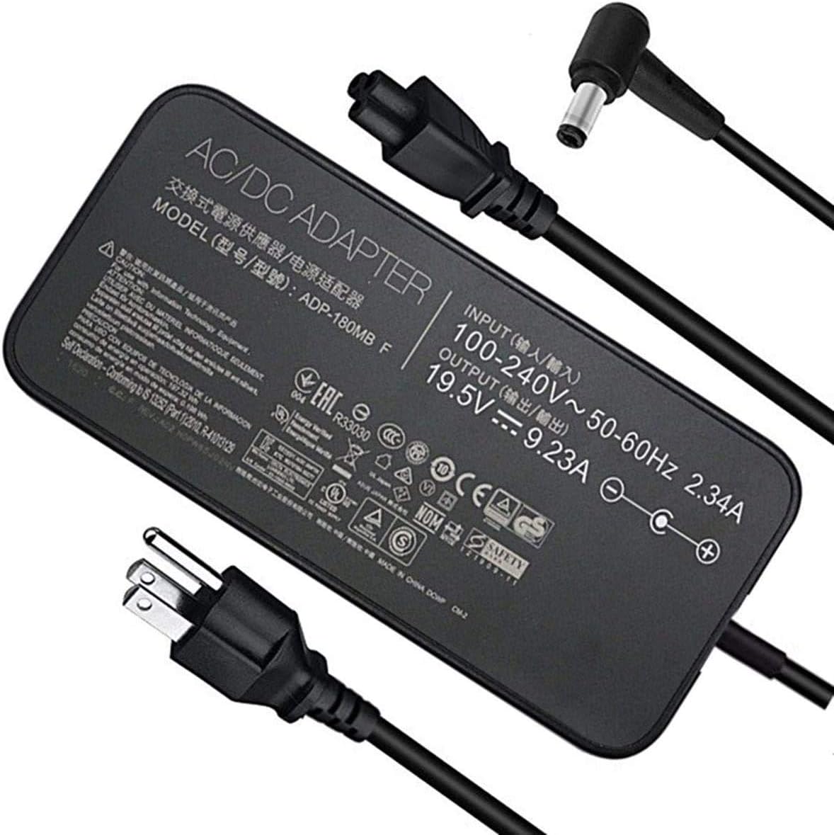 New 19.5V 9.23A 180W Laptop Charger Compatible 180W Rog Laptop Charger Rog G46VW G55VW G75VW G75VX G750JM G750JS G750JX G751JL G751JM G752VL G752VT FX504 GL502 G-Series Laptop Pack of 2