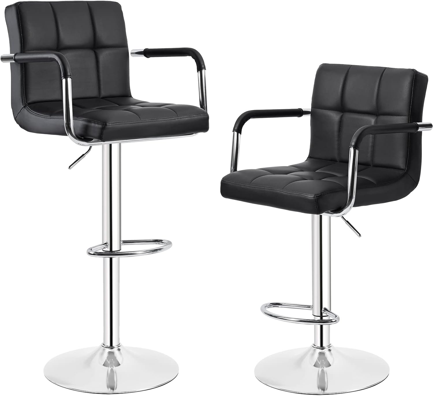 SUPERJARE Bar Stools Set of 2 - 360&deg; Swivel Barstools with Back, Adjustable Height Bar Chairs, Modern Counter Height Chairs for Pub Kitchen, Vintage Brown, Fabric