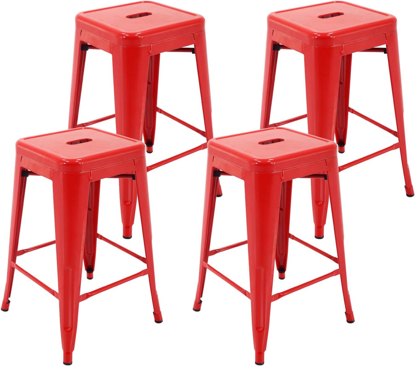 MFD 24 Inch Metal Bar Stools Counter Height Bar Chair Indoor Outdoor Backless Kitchen Stools Set of 4 Black