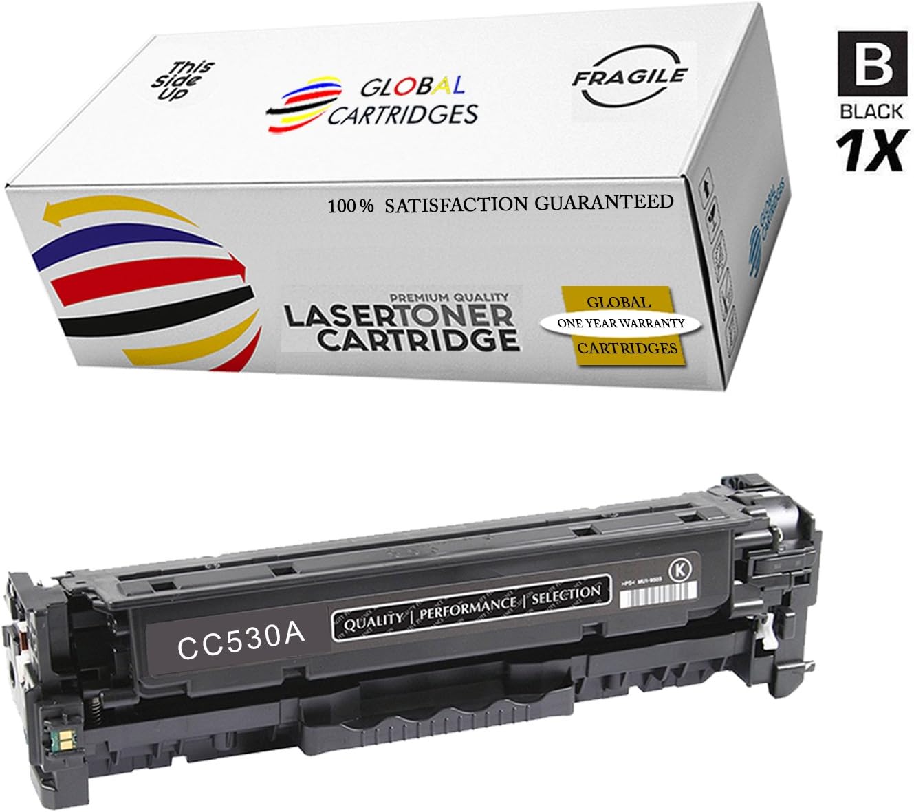 Global Cartridges Premium Quality Compatible Toner Cartridge Set for HP 304A / CC530A, CC531A, CC532A, CC533A, (Black, Cyan, Magenta, Yellow, 4-Pack)