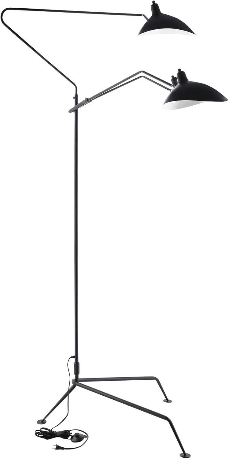 Modway View Contemporary Modern Steel Metal 3-Light Floor Lamp In Black