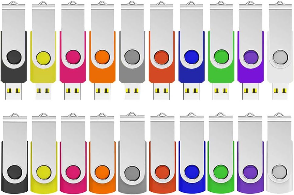 2GB 100 Pack Flash Drives Bulk with Lanyards, ABLAZE USB 2.0 Thumb Drives Bulk Swivel Memory Stick Bulk USB 100 Pack 2GB Pendrives Jump Drives (100 Pack 2GB, Mixcolors)