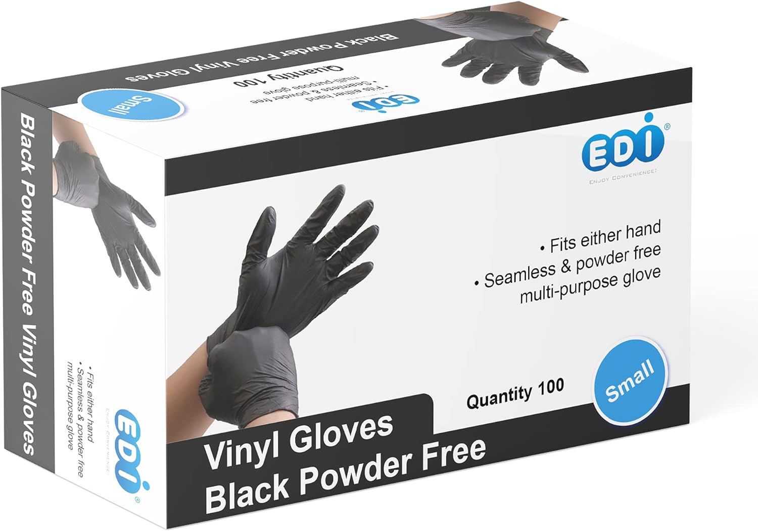 EDI Black Vinyl Gloves