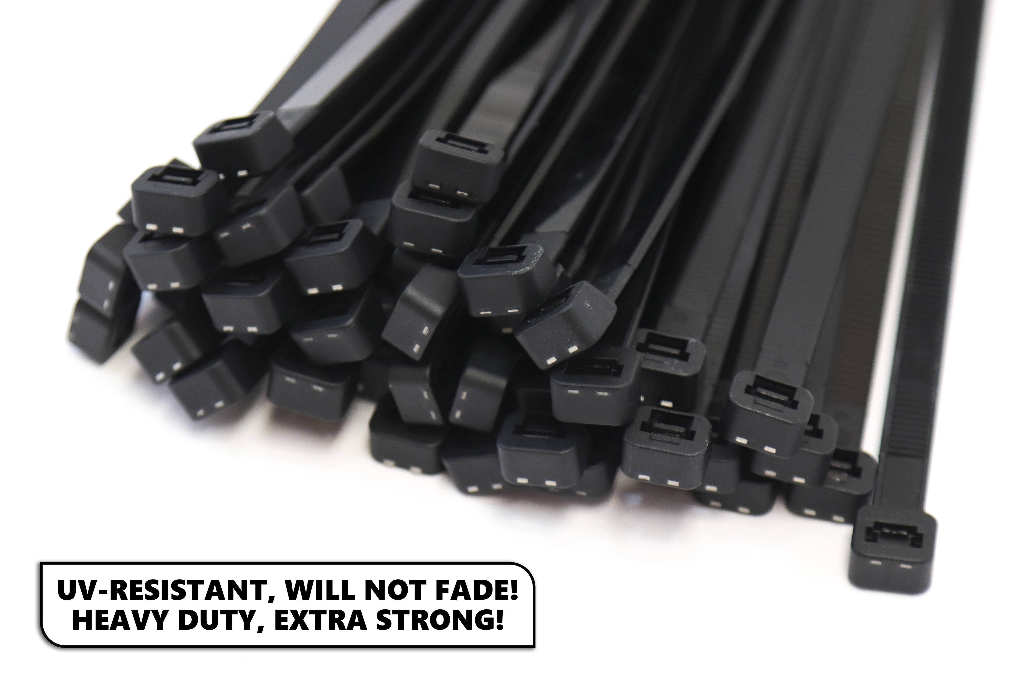Red Hound Auto 250-Pack Extremely Heavy Duty 18 Inches Zip Cable Tie Down Straps Wire UV Resistant Black Nylon Wrap Multi-Purpos