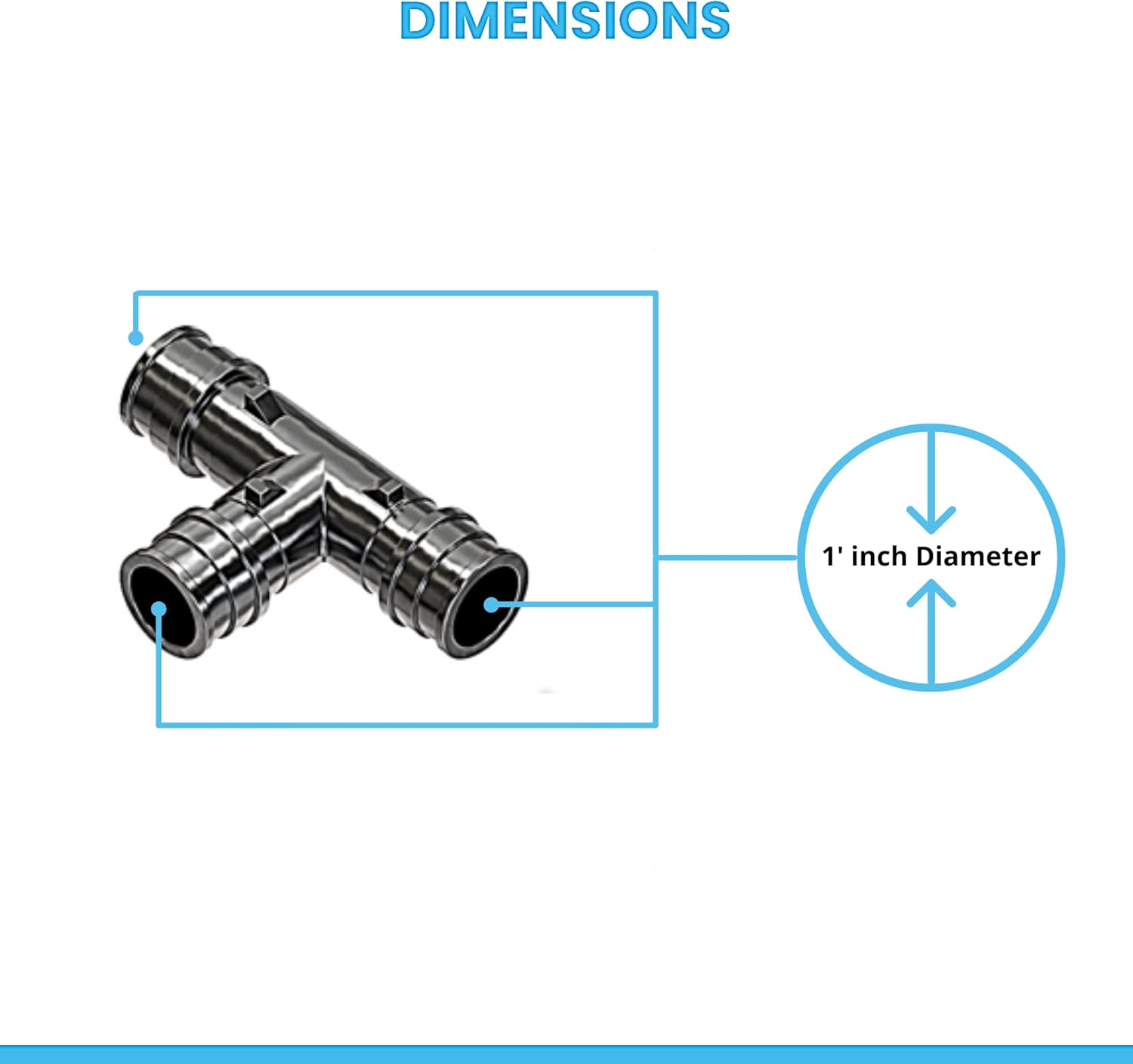 Electrobuyonline Poly Pex A Expansion Fittings F-1960 1' inch Tee [10 PCS] | Lead Free Plastic Fittings for Pex-A Pipe in Plumbing [1 inch Tee] [Pack of 10]