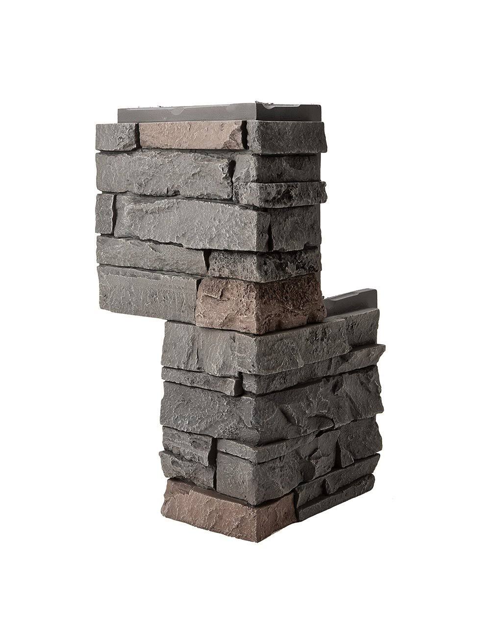 GenStone Stacked Stone Coffee 24 in. x 12 in. Faux Stone Siding Outside Corner PANEL, Brown
