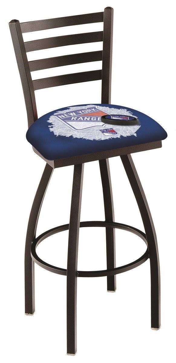 Holland Bar Stool L014 - 30x22 Black Wrinkle New York Rangers Swivel Bar Stool with Ladder