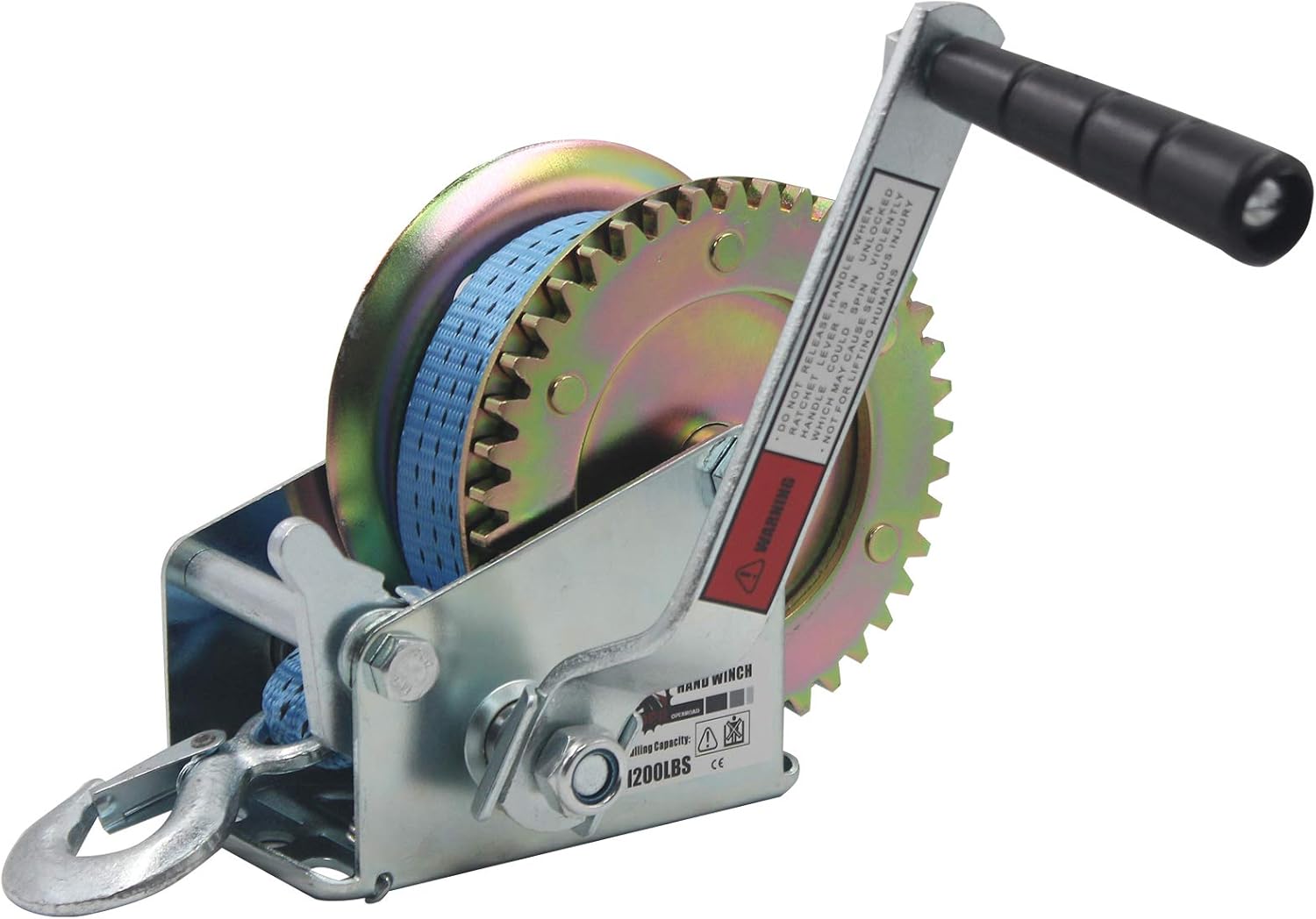 OPENROAD 2500lbs Hand Winch Boat Winch, Hand Crank Winch with 10m (32ft) Blue Strap Manual Winches, Two-Way Adjustable Boat Trailer Winch, Corrosion Resistant Towing Winches (2500lbs) Pack of 2