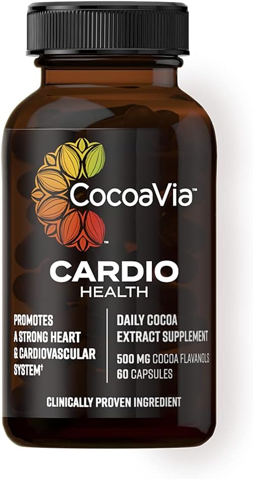 CocoaVia Cardio Health Cocoa Powder, Healthy Heart, Blood Pressure, Nitric Oxide Booster, Workout Superfood, Energy Boost, Sugar Free, Vegan, Plant Based, Dark Chocolate, 500mg Flavanols, 30 Servings Pack of 2