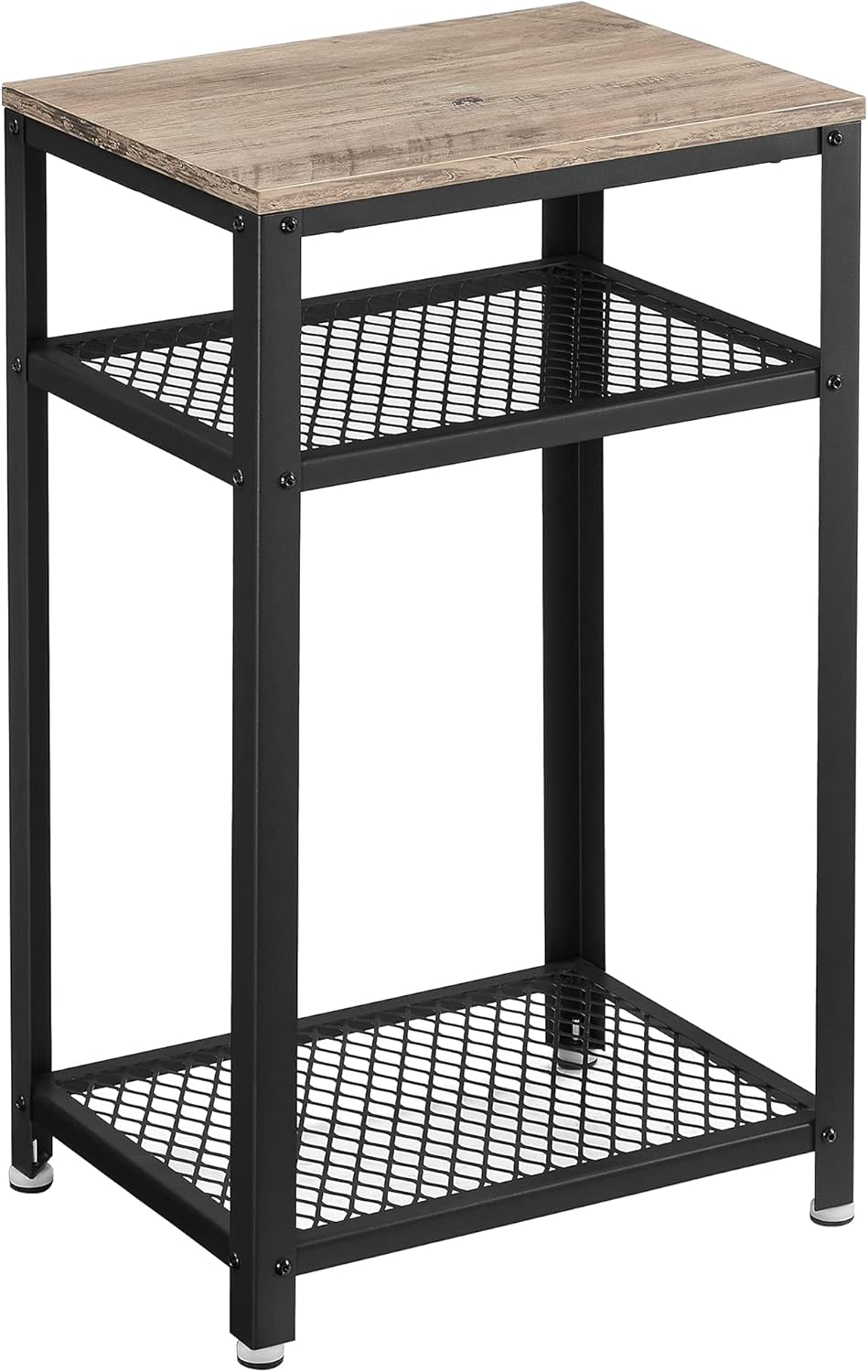 VASAGLE Bryce Side Table, End Telephone Table with 2 Mesh Shelves, for Office Hallway or Living Room, Industrial Accent Furniture with Steel Frame, Rustic Brown and Black ULET75BX Pack of 2