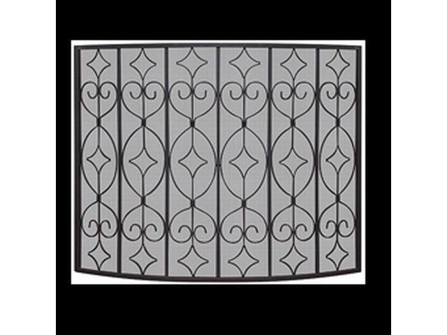 Uniflame Single Panel Black Wrought Curved Ornate Screen