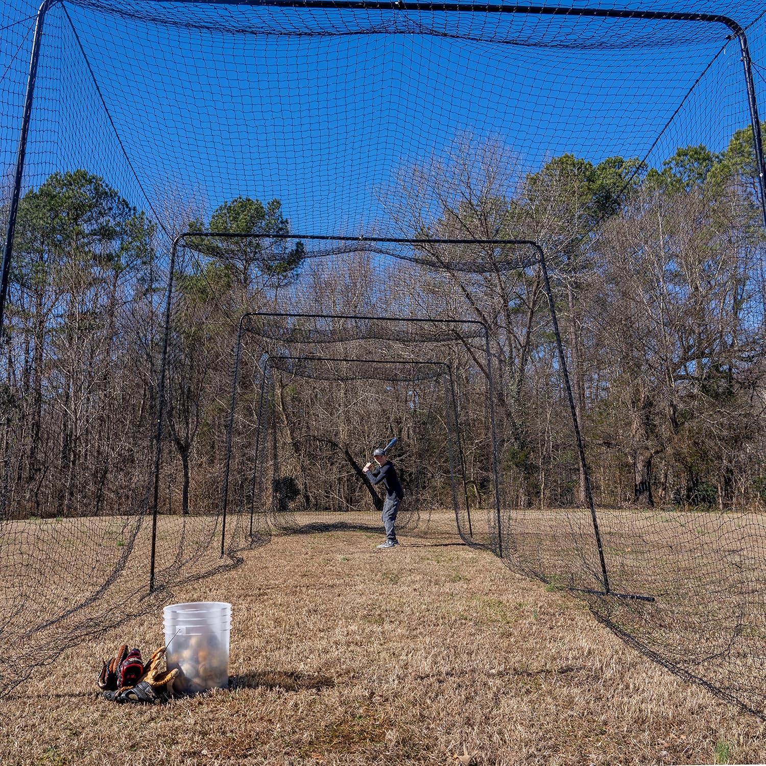 ANYTHING SPORTS Full 40 and 60 Foot Batting Cage. Perfect Baseball Batting Cage, Softball Batting Cage, Complete Package with Frame and Netting