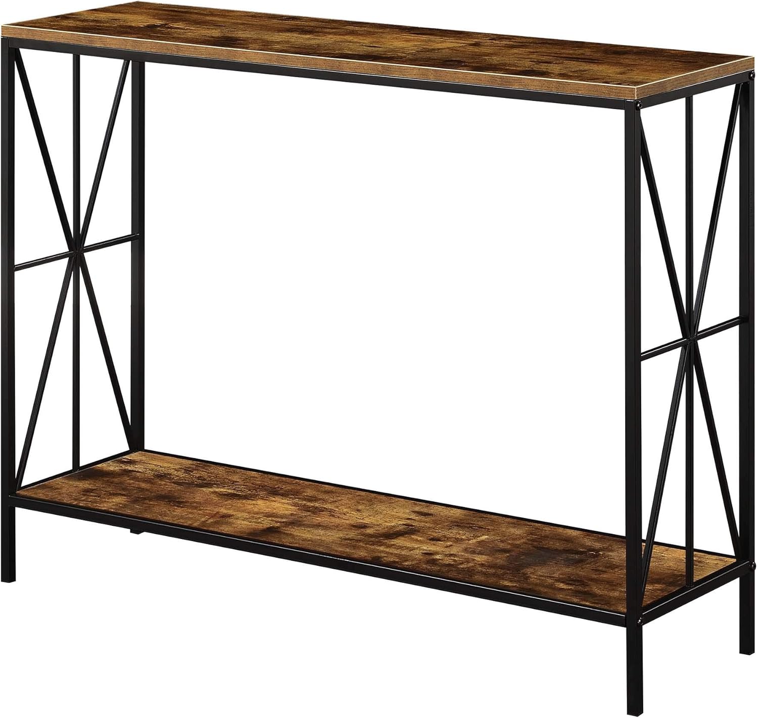 Convenience Concepts Tucson Starburst Console Table with Shelf, Weathered Gray/Black