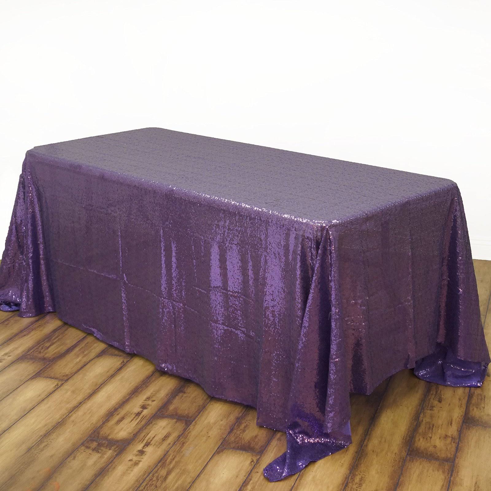 Balsacircle 90x156x22 Sequin Rectangular Tablecloth - Purple