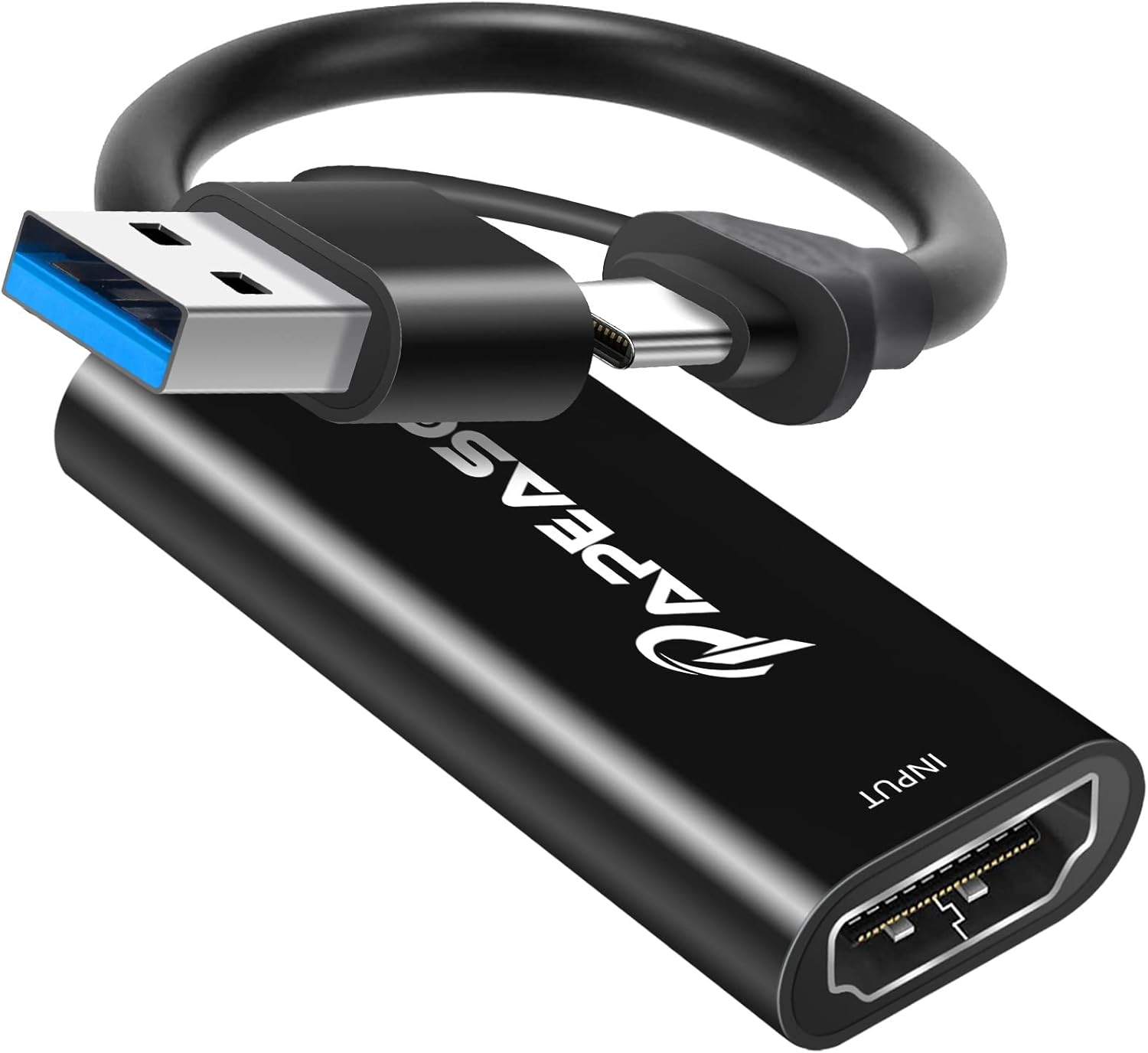 Papeaso Capture Card, Video Capture Card HDMI to USB/Type-C 1080P 60FPS Game Capture Card for Streaming, Teaching, Video conferencing or Live Broadcasting