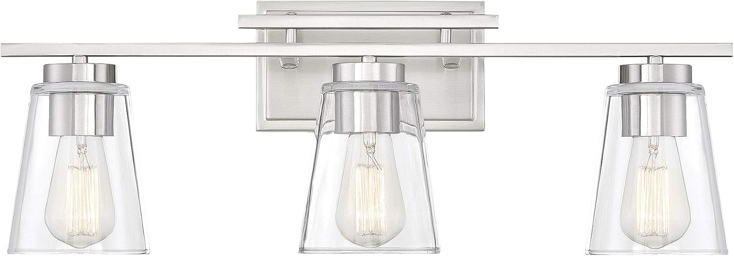 Savoy House 8-1020-3-BK Calhoun 3-Light Bathroom Vanity Light in a Black Finish with Clear Glass (24