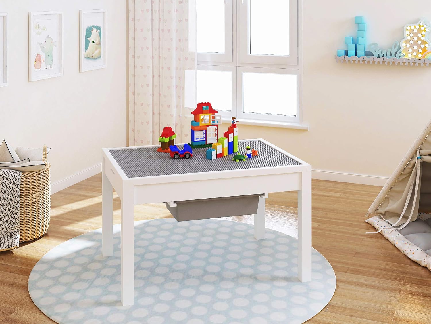 UTEX Large 2 in 1 Kid Activity Table with Storage for Older Kids, Play Table for Kids,Boys,Girls, Espresso