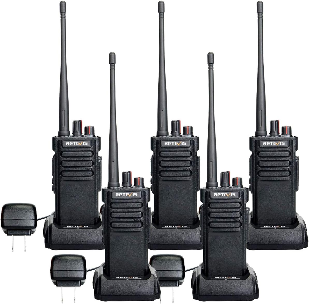 Retevis RT29 Waterproof Walkie Talkie Long Range,Heavy Duty Two Way Radios,Clear Loud,Emergency Alarm,Rechargeable 2 Way Radio for Construction(5 Pack)