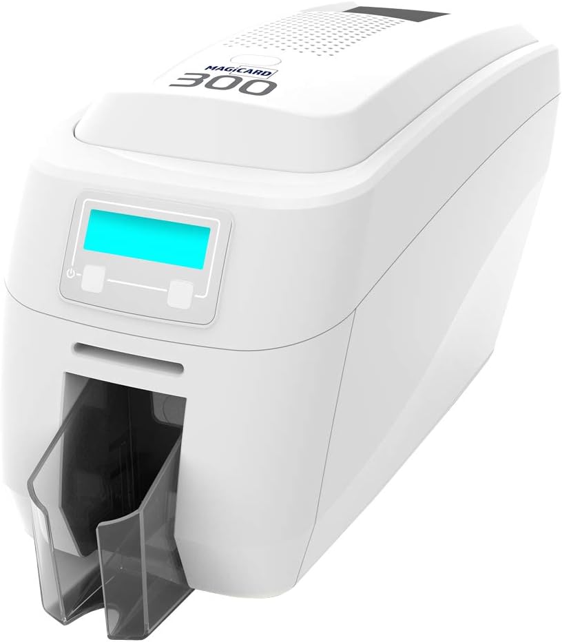 Magicard 300 ID Card Printer System w/ 300 Print YMCKO Ribbon, 300 Premium PVC AlphaCard Cards, and AlphaCard ID Suite Software (PC) (Single Sided, PVC Cards)