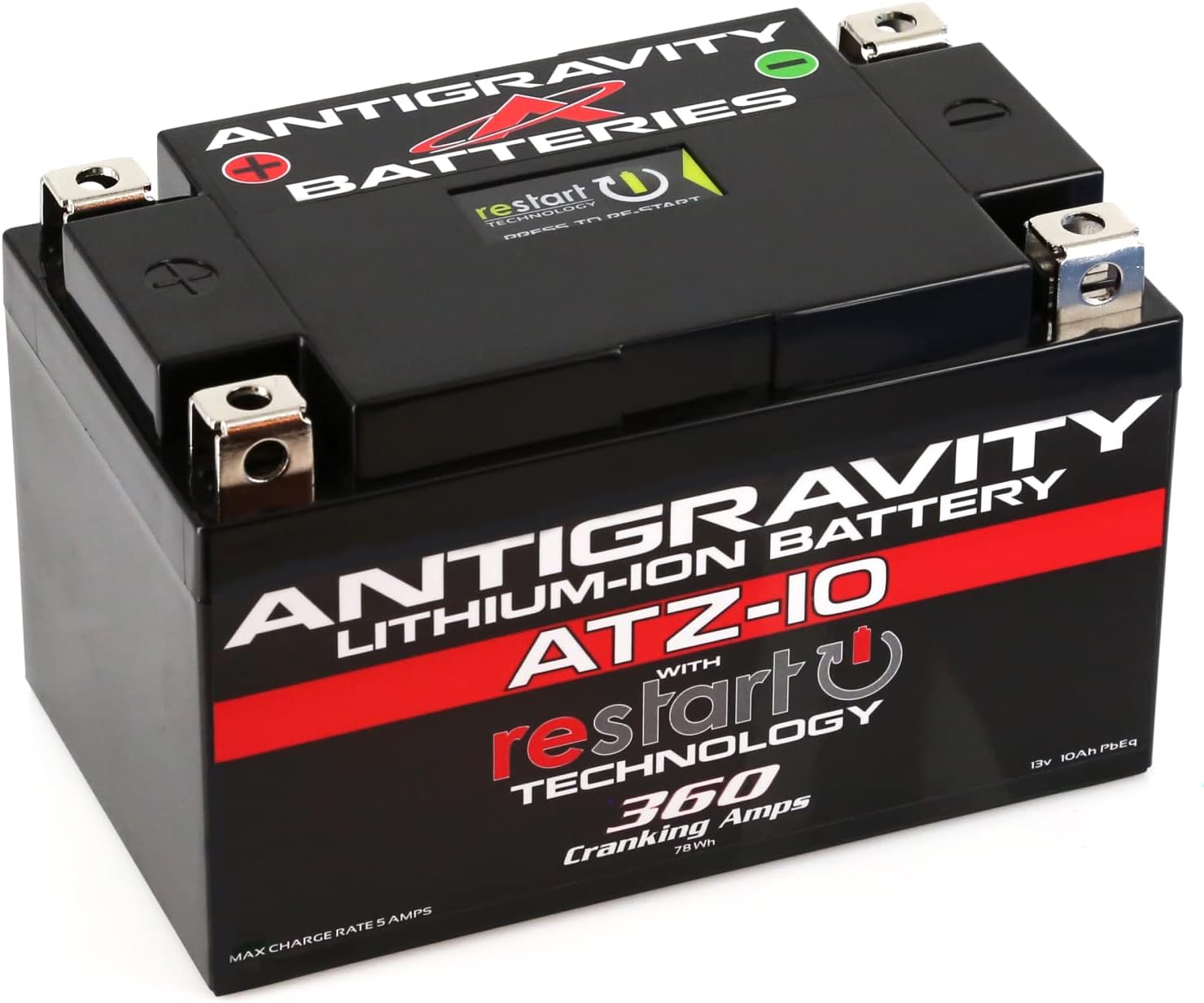 Antigravity ATZ-10 Performance Lithium Motorcycle Powersport Battery with Built-In Jump Starting. 6.1Ah, Replaces YTZ10, YTZ12, YTZ14, YTX9, YTX7A Yamaha, Honda, Kawasaki, Suzuki