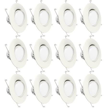 Sunco Lighting 12 Pack 6-Inch Gimbal Recessed Retrofit Dimmable LED Light 12W 5000K, Daylight