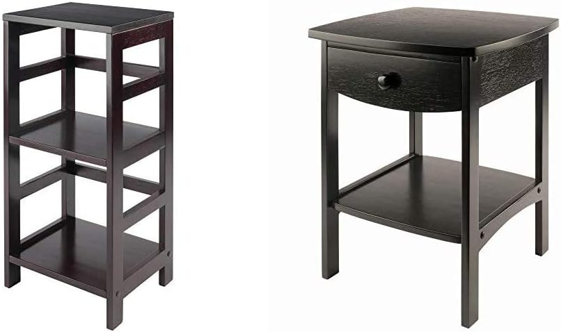 Winsome Leo Model Name Shelving, Tall, Espresso & Wood Claire Accent Table, Black
