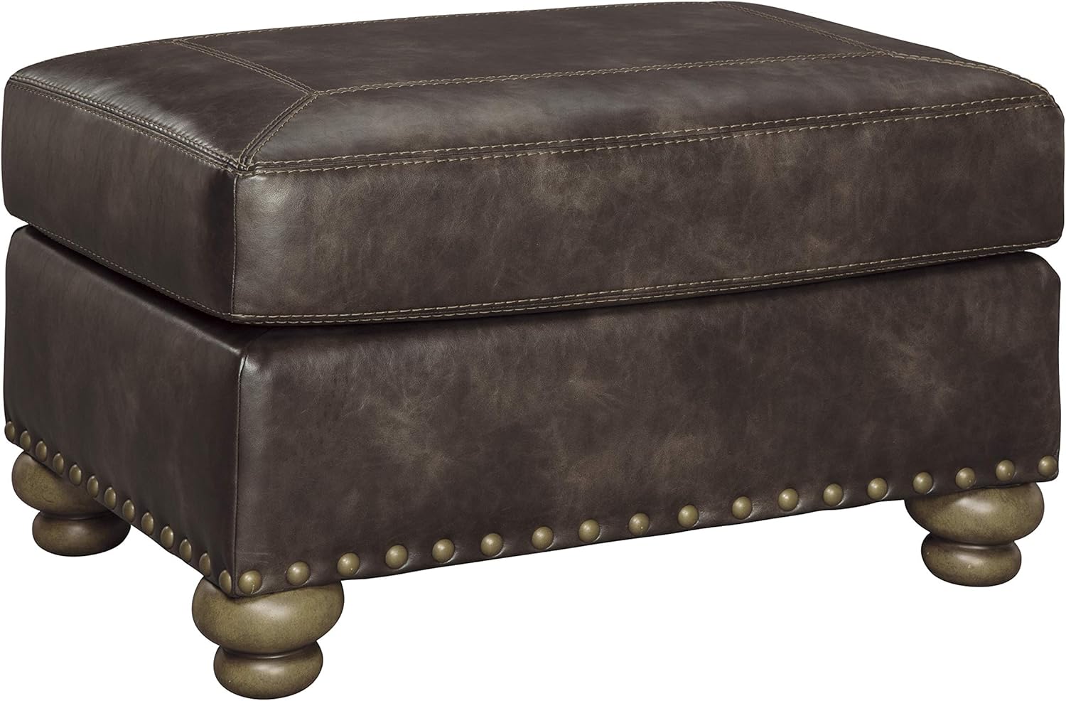 Signature Design by Ashley - Stracelen Traditional Ottoman w/ Nailhead Trim, Sable Brown