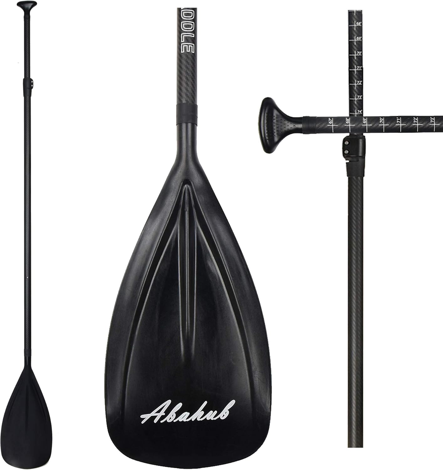 Abahub Carbon Fiber SUP Paddle 3-Piece Adjustable Stand Up Paddle Carbon Shaft & Black/Blue/Yellow