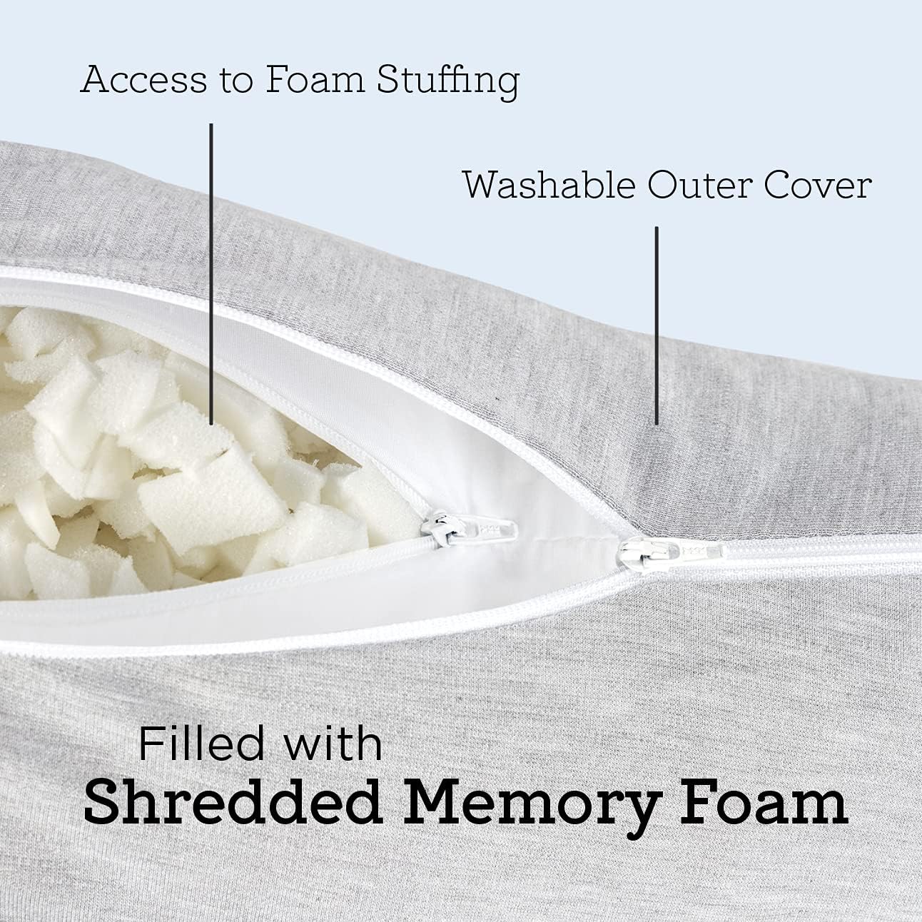 Milliard Reading Pillow with Shredded Memory Foam, Adult Large Back Rest Pillow for Sitting in Bed with Cooling, Removable Cover (XL 24 Inch)