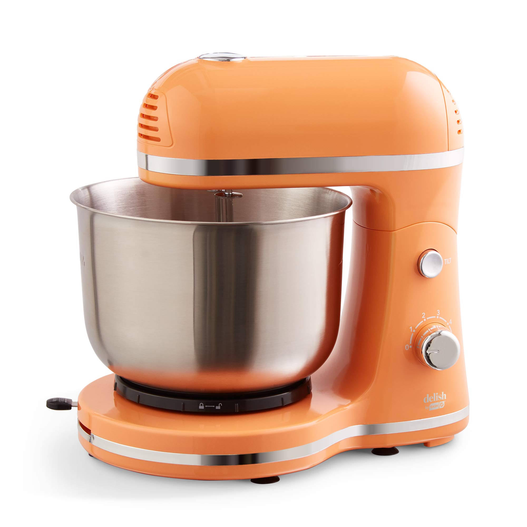 Delish by Dash Compact Stand Mixer 3.5 Quart with Beaters u0026 Dough Hooks Included - Orange (DCSM350GB)