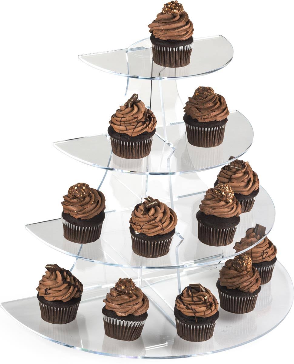 Tiered Display Riser, 4 Shelf, Half Circle, 16.8 inch Tall, .25 inch Thick Acrylic (Clear) (4TIERHC)
