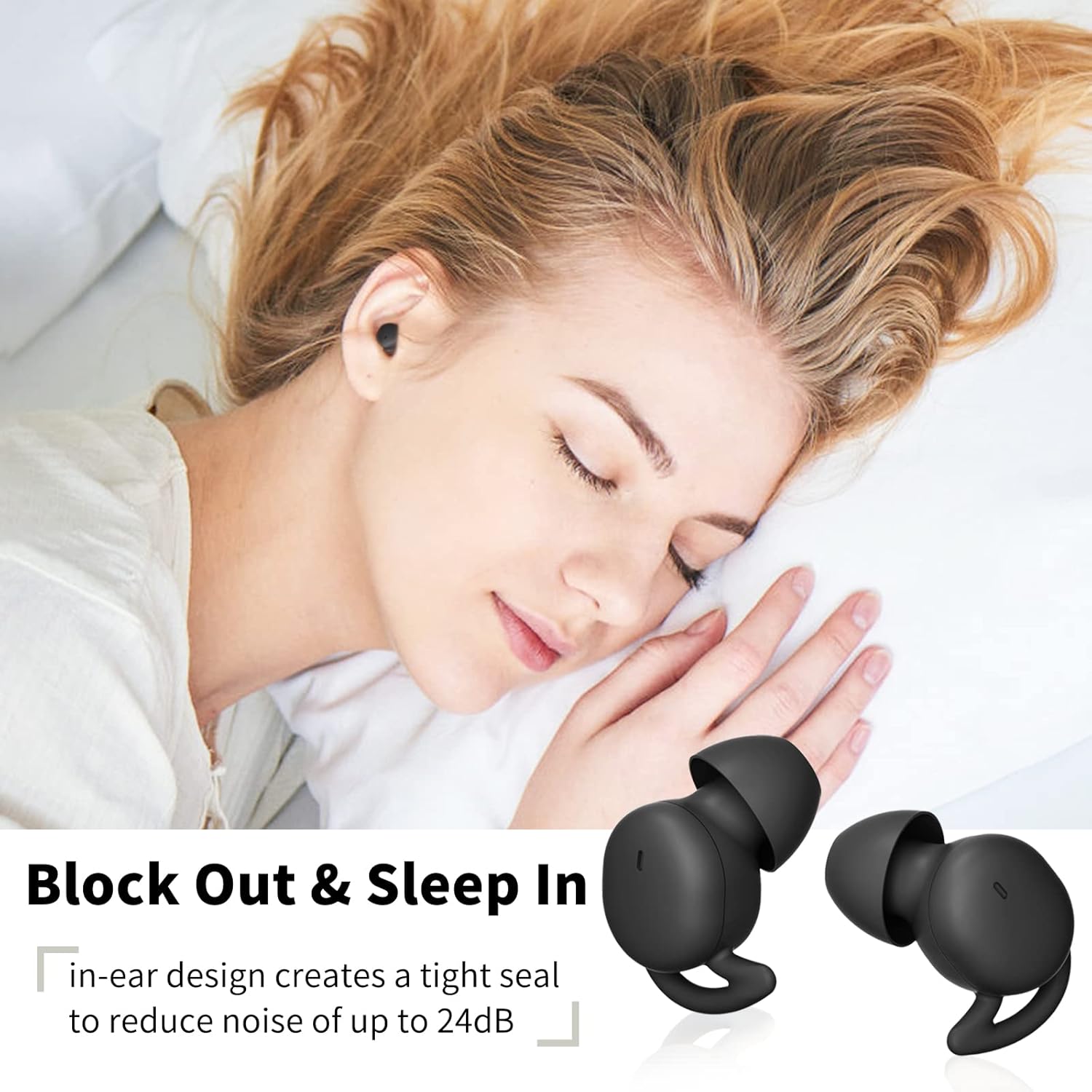 True Wireless Sleep Earbuds, Damipow Noise Blocking Technology Bluetooth Headphones in-Ear, Smallest and Lightest, Ultra Comfortable Designed to Help You Asleep Faster and Sleep Better (Black)