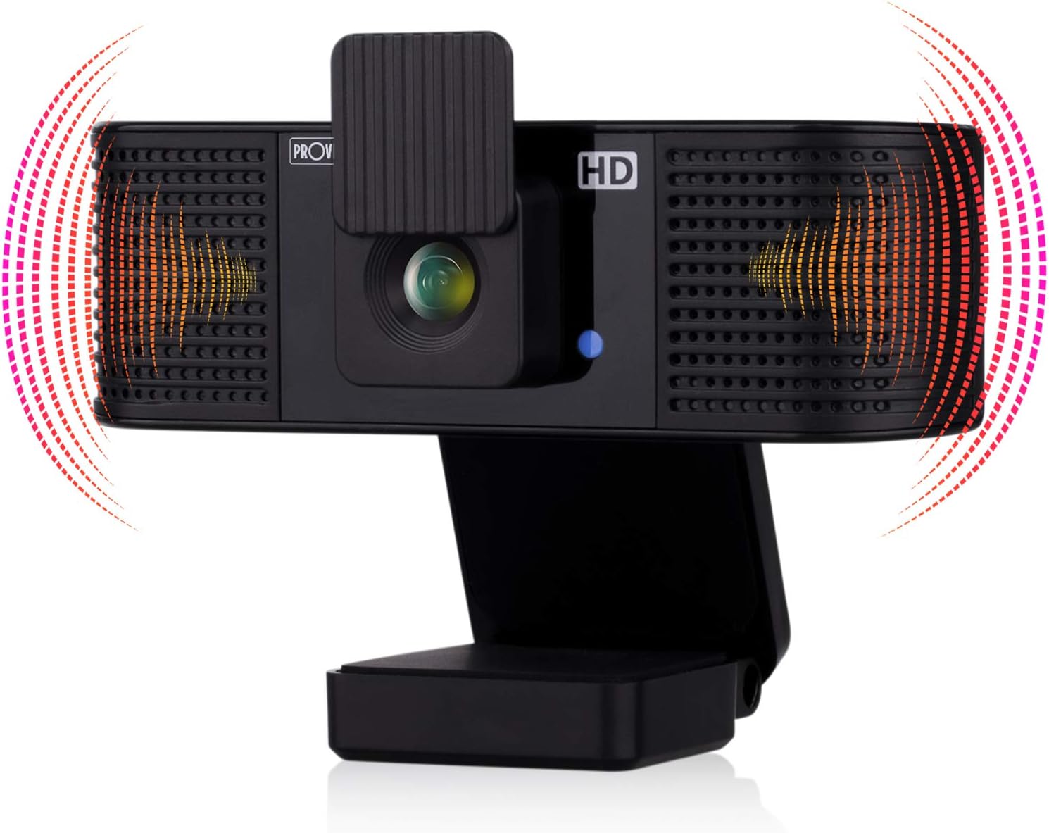 Provision ISR External Webcam with Microphone for Desktop, USB Camera for PC, Computer Speakers with Microphone, HD Video Camera for Computer Monitor & Laptop with Cover for Windows, Mac OS & Android