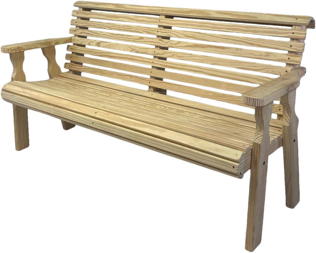 CAF Amish Heavy Duty 800 Lb Roll Back Pressure Treated Garden Bench (4 Foot, Unfinished)