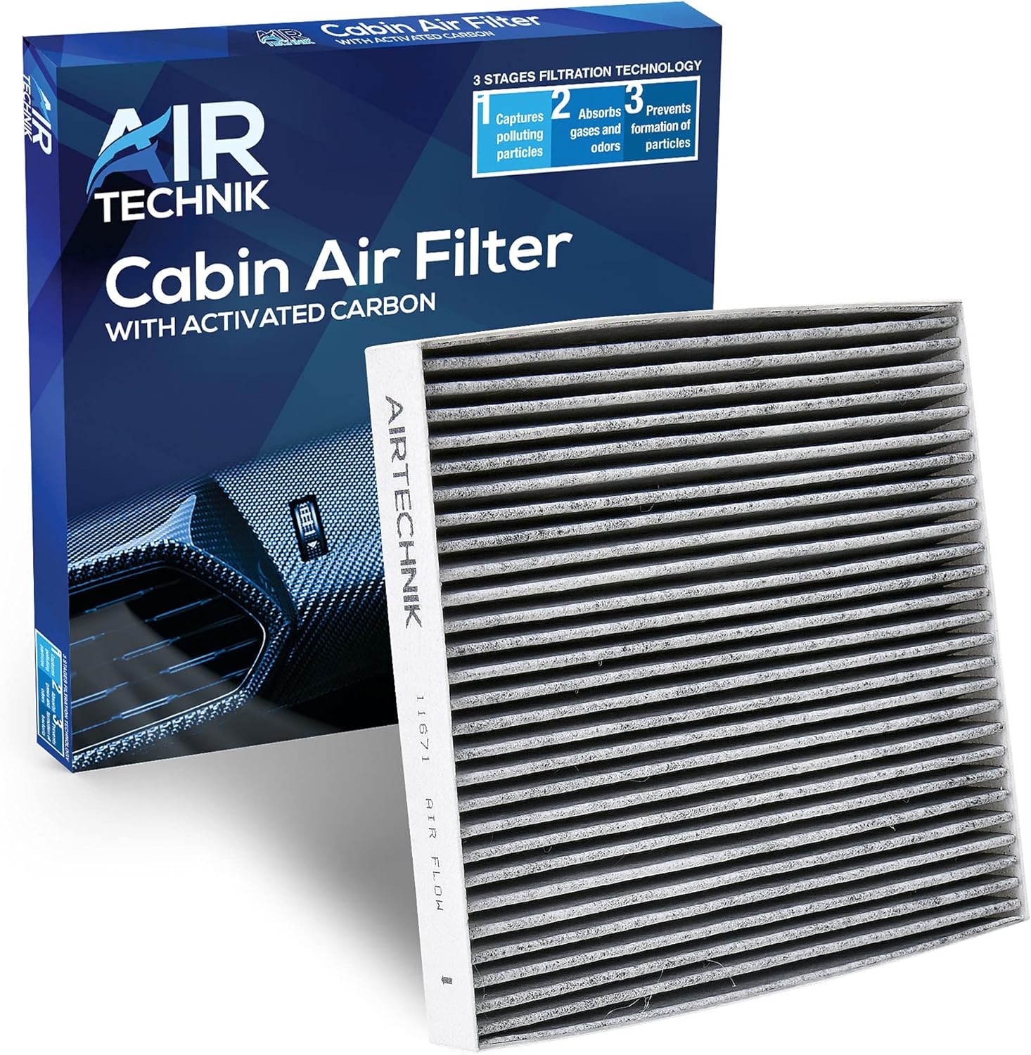 AirTechnik CF11671 Cabin Air Filter w/Activated Carbon | Fits Jeep Wagoneer 2022, Mazda CX-7 2007-2012 / Dodge Ram 2016-2022