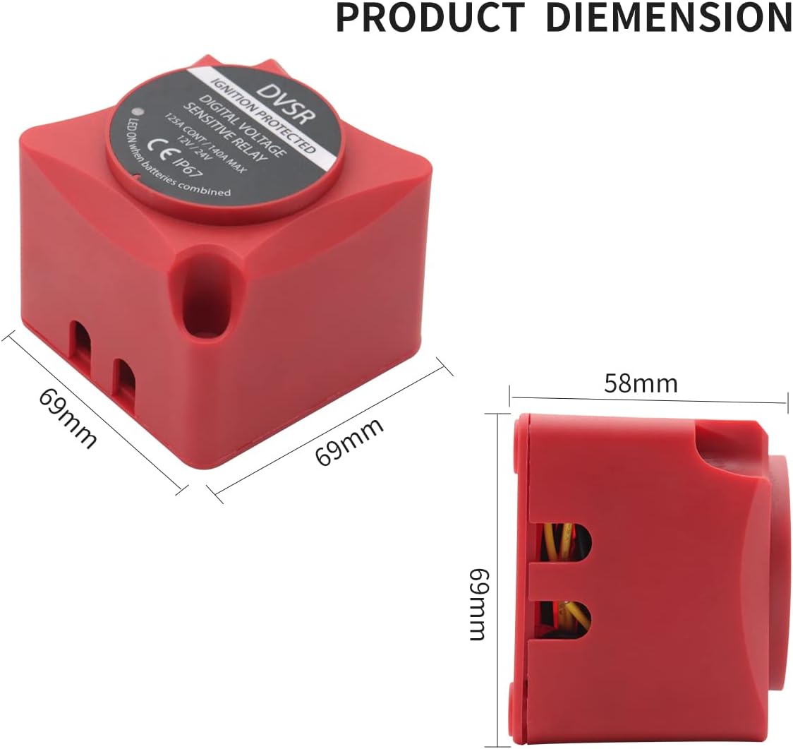Voltage Sensitive Relay 125Amp 12V / 24V Automatic Switching Dual Battery Isolator Kit Automatic Charging Relay for Trolling Motor Truck UTV Boat RV Camper Van Trailer VSR Pack of 2