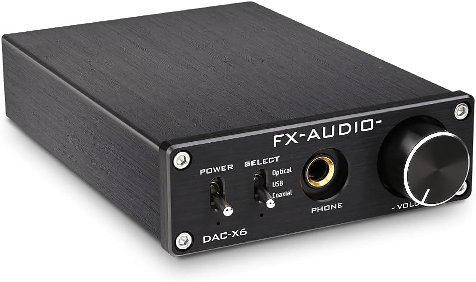 FX-Audio DAC-X6 Mini HiFi 2.0 Digital Audio Decoder DAC Input USB/Coaxial/Optical Output RCA/Headphone Amp 24Bit/96KHz DC12V (Black) Pack of 2