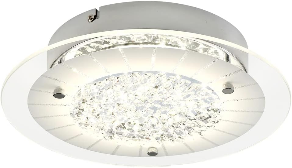 Kwpcvz Flush Mount Ceiling Light Kitchen Light Fixtures 11 Inch Crystal LED Ceiling Light Fixture Dimmable Ceiling Lighting Lamp Surface Mount for Kitchen Bedroom Hallway, 12 Watt 4000K, CRI 90+