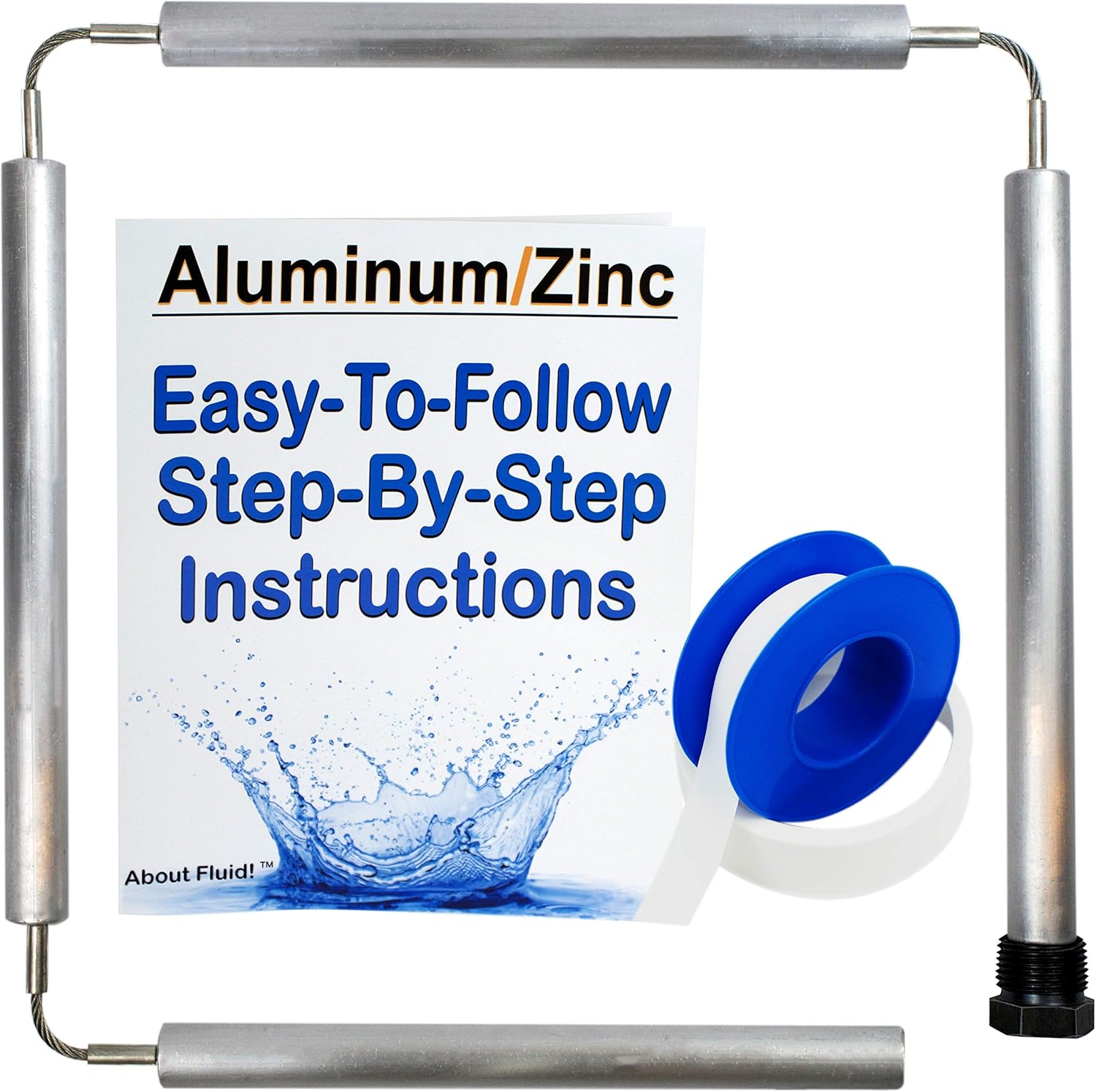 About Fluid Aluminum Zinc Replacement Anode Rods for Water Heaters (Aluminum ZINC Complete KIT) Pack of 2